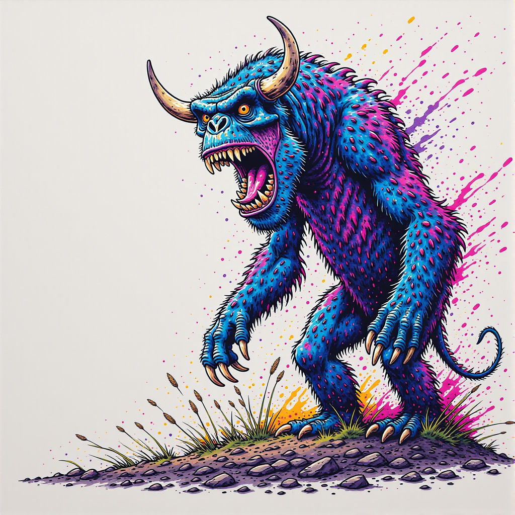 Chroma v.46 [flash] example — an amazing backdrop image, motion illusion, wind, nature, funky monster, vibrant neon palette