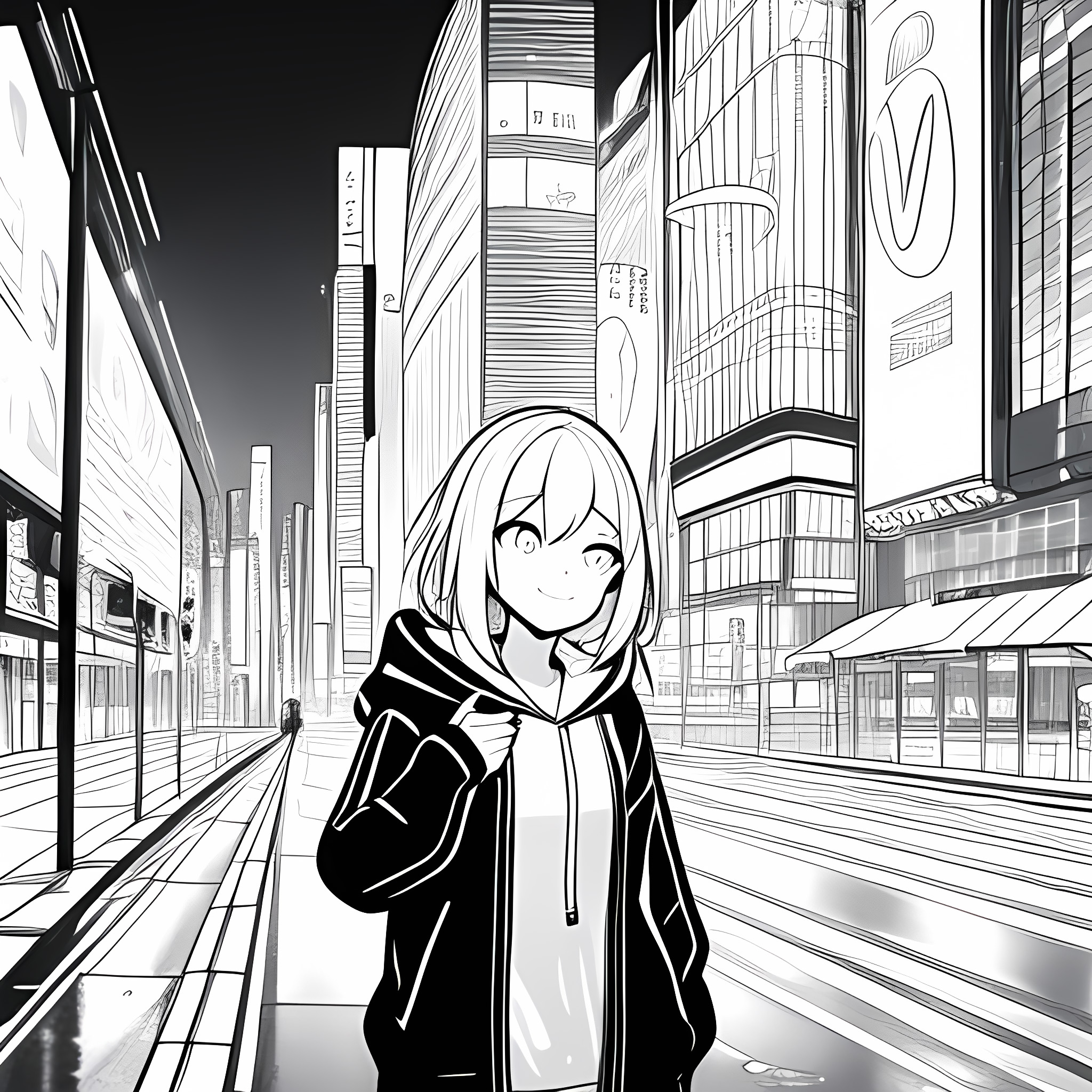 AnimeLineart LoRA + AnythingV5Ink example