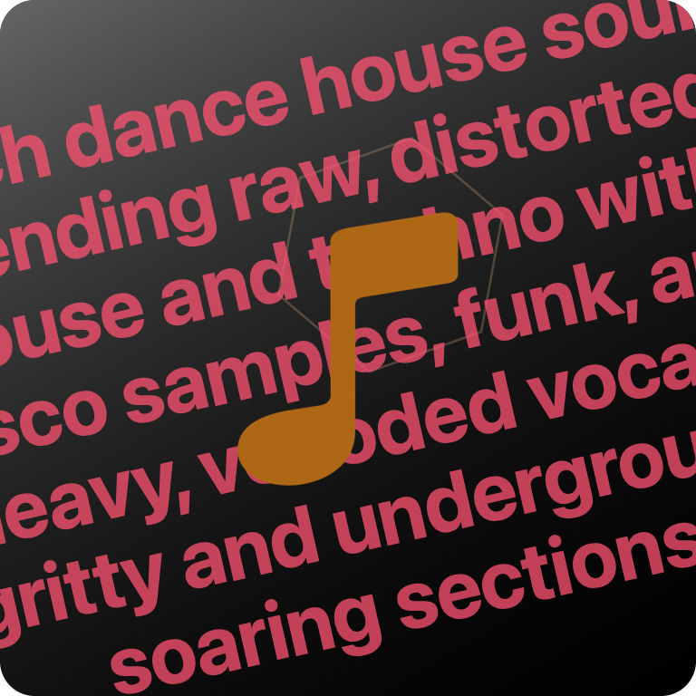 ACE-Step 1.5 XL Turbo example — French dance house sound, blending raw, distorted house and techno with disco samples, funk